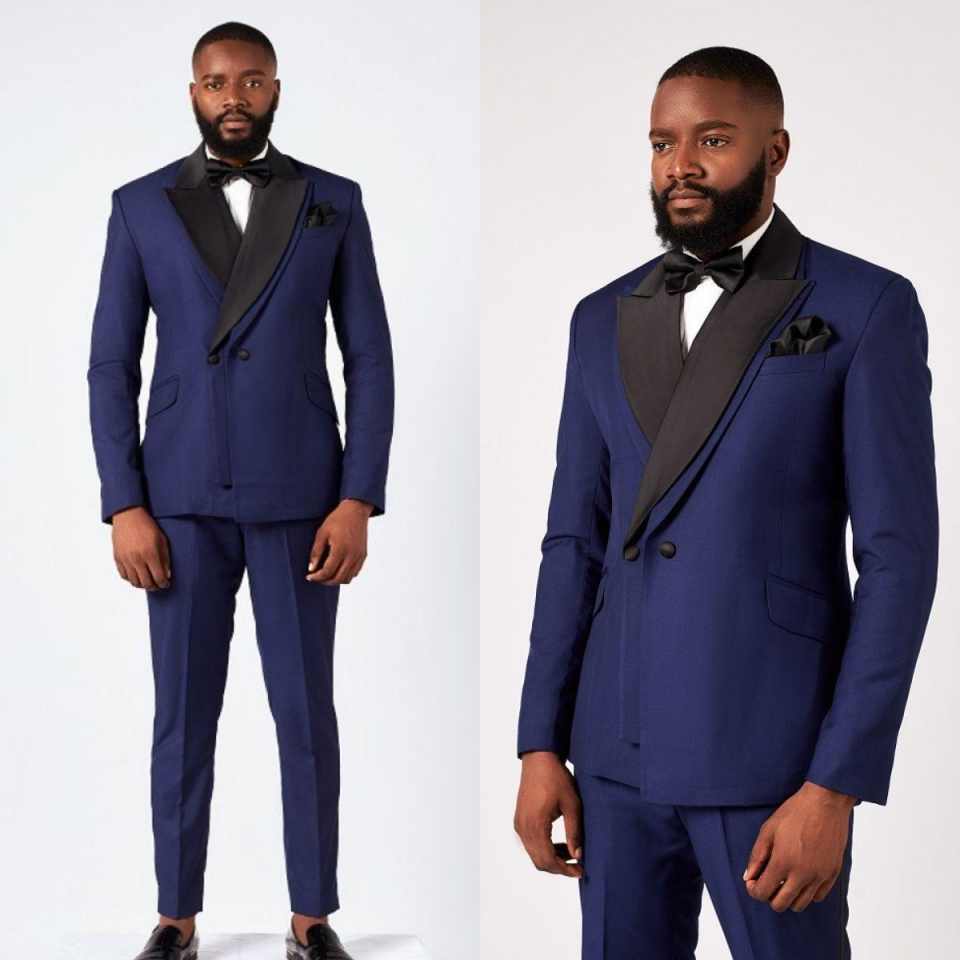 Men Formal Wear Modern - フォーマルウェディングタキシード ピークドラペル ダブルブレスト メンズスーツ モダン 2ピースセット