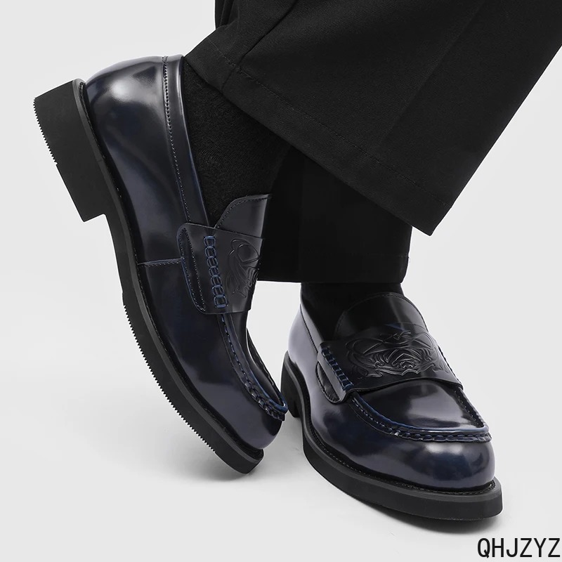 Men'S Formal Wear - メンズ用高級レザーローファー。滑り止め加工、通気性、スリッポンタイプ。ブラック、レトロ、クラシック、ビジネス、フォーマル、オフィス、普段使いに最適。
