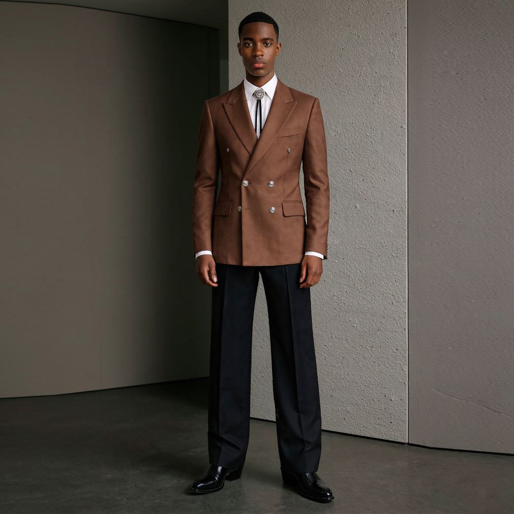 Men'S Relaxed Formal Wear - メンズ2ピースリラックススリムスーツ、ダブルブレスト、丸ボタン、プロム、結婚式、新郎用、マナーガーデンパーティー、ホームカミング、フォーマルウェア