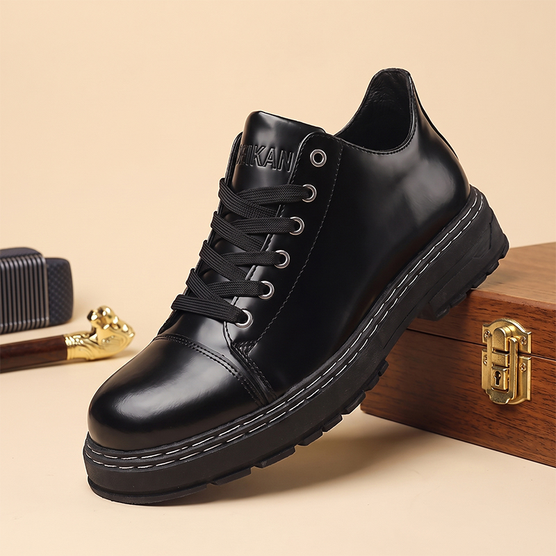 Men'S Formal Wear - メンズ ブラック レースアップ レザーシューズ 厚底 ビジネスカジュアル