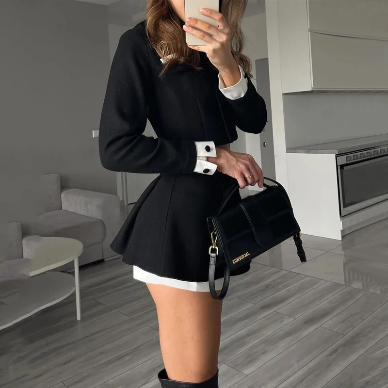 TARUXY ツイードショーツスカートツーピースセット女性エ - Wool Suit Jacket のレビューと価格