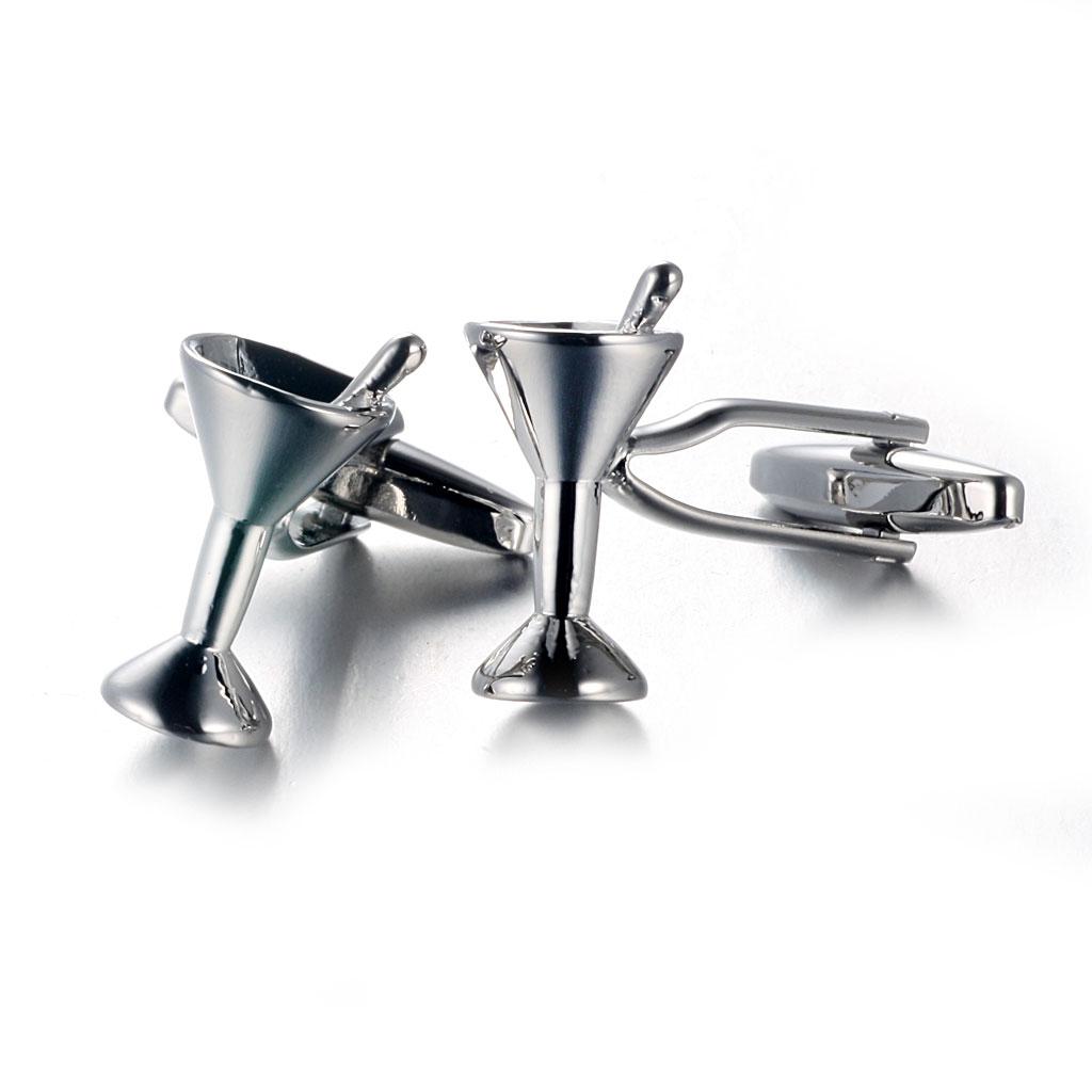 メンズカフスボタン 真鍮 シルバー ファッション シャツアク - Cufflinks Silver Set のレビューと価格