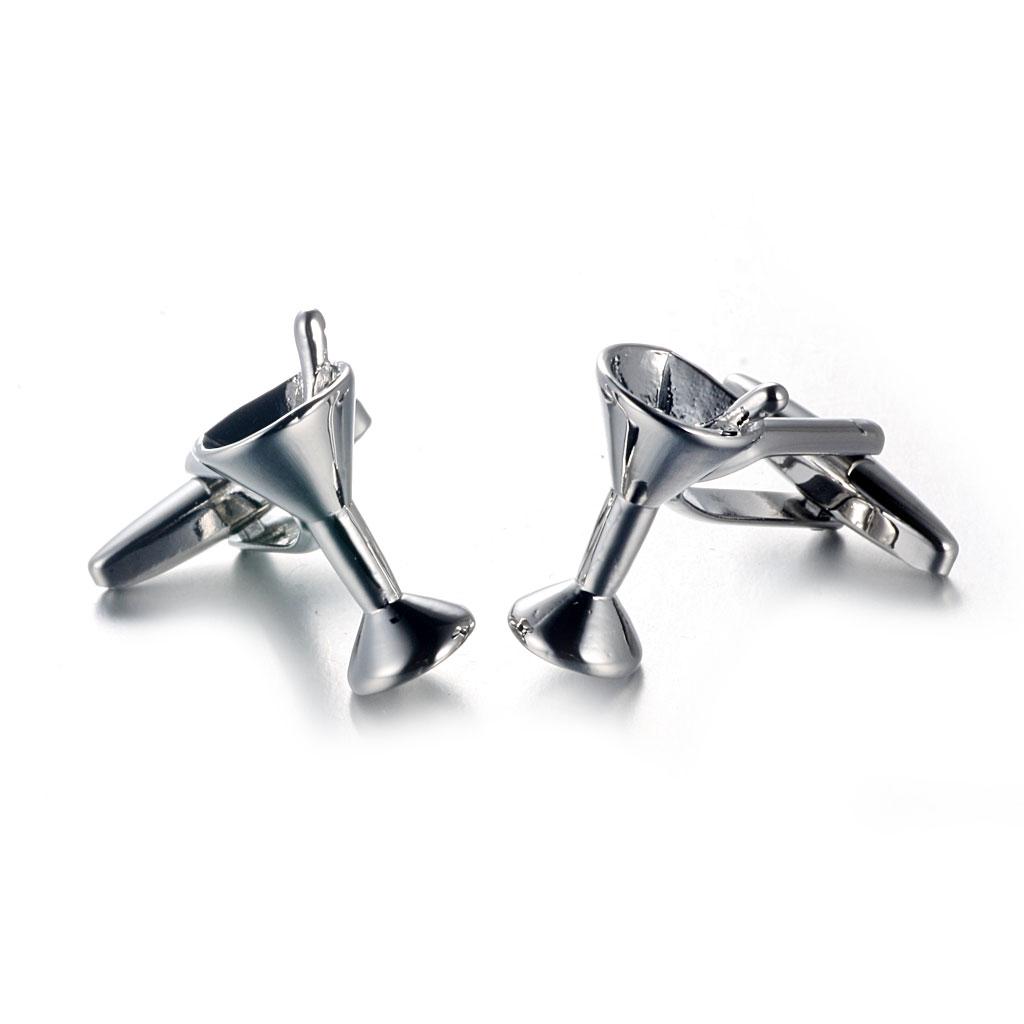 メンズカフスボタン 真鍮 シルバー ファッション シャツアク - Cufflinks Silver Set のレビューと価格