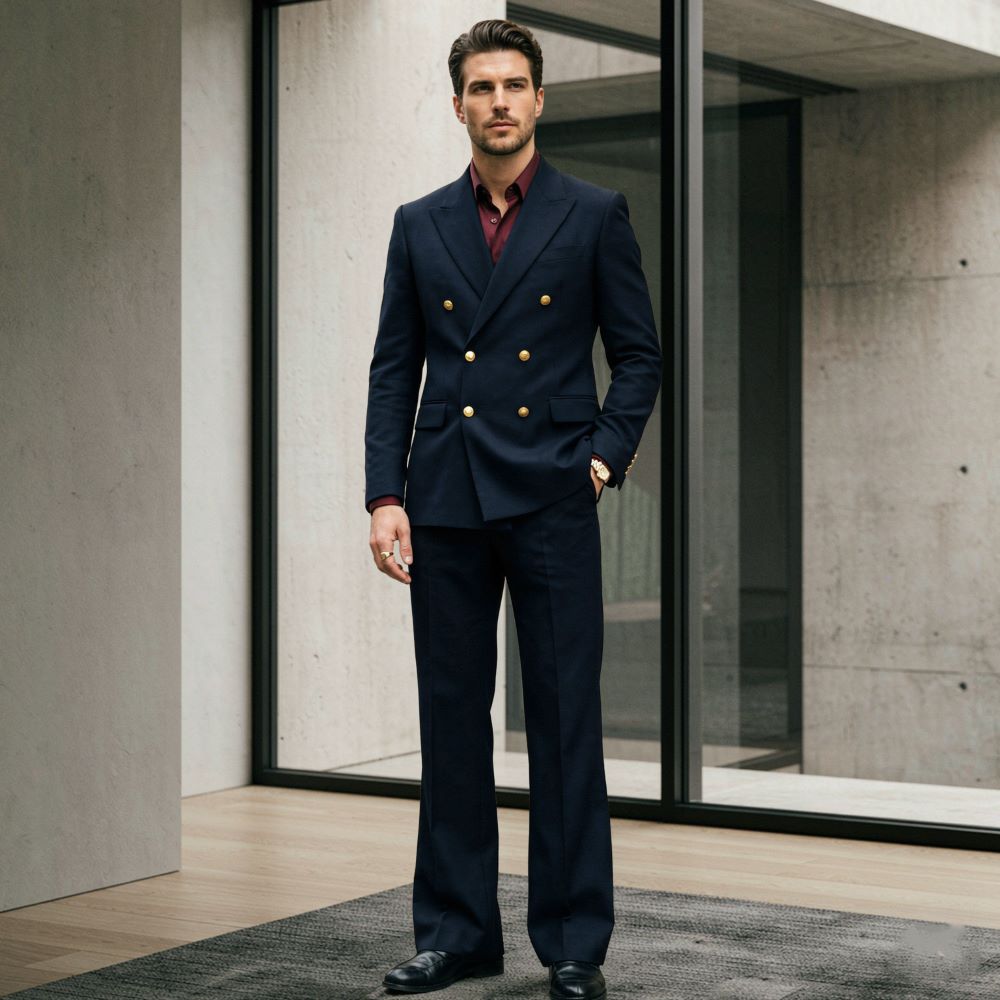 メンズリラックスフィットスーツ2ピース、ダブルブレストフォー - Men'S Relaxed Formal Wear のレビューと価格