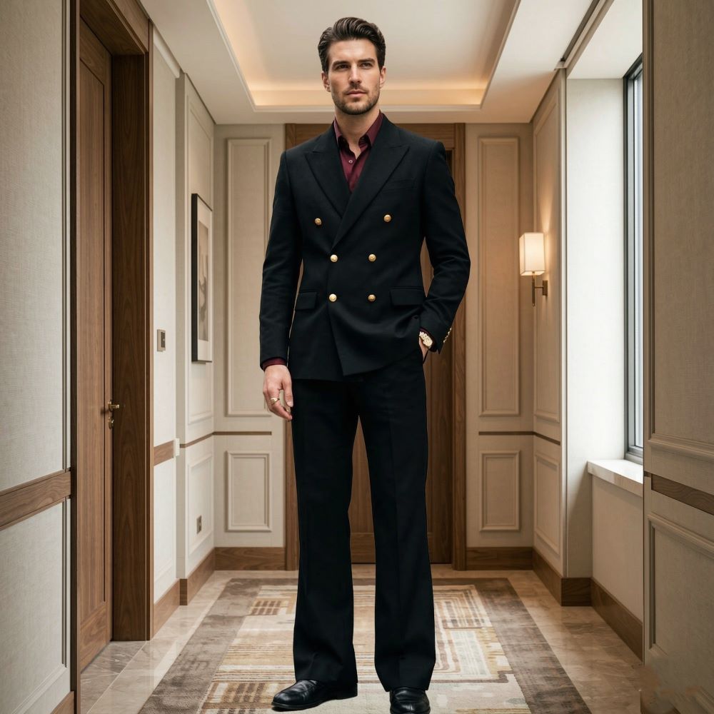 メンズリラックスフィットスーツ2ピース、ダブルブレストフォー - Men'S Relaxed Formal Wear のレビューと価格