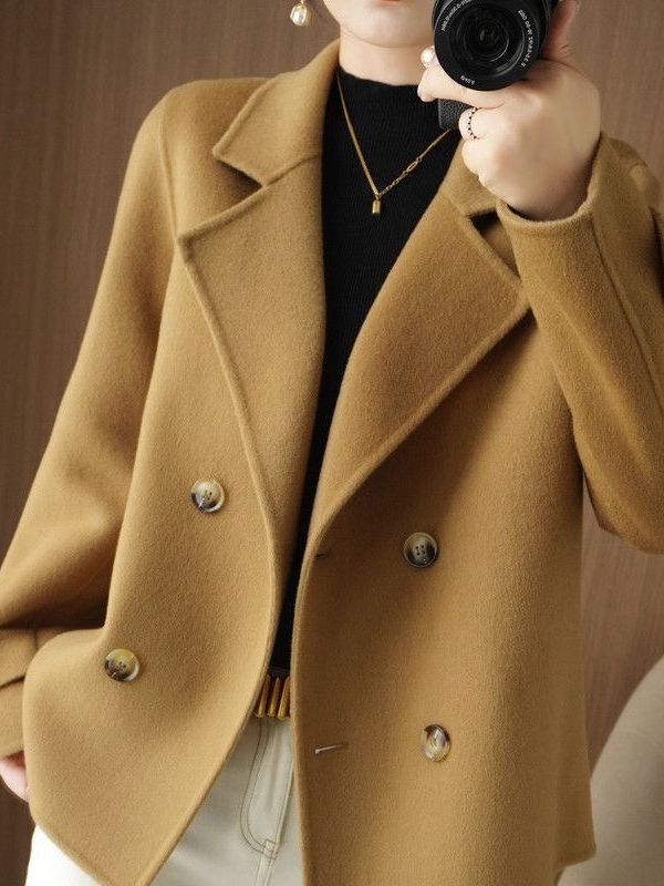 トレンディな厚手のウールコート女性のスーツの襟アウターカジュ - Wool Suit Jacket のレビューと価格