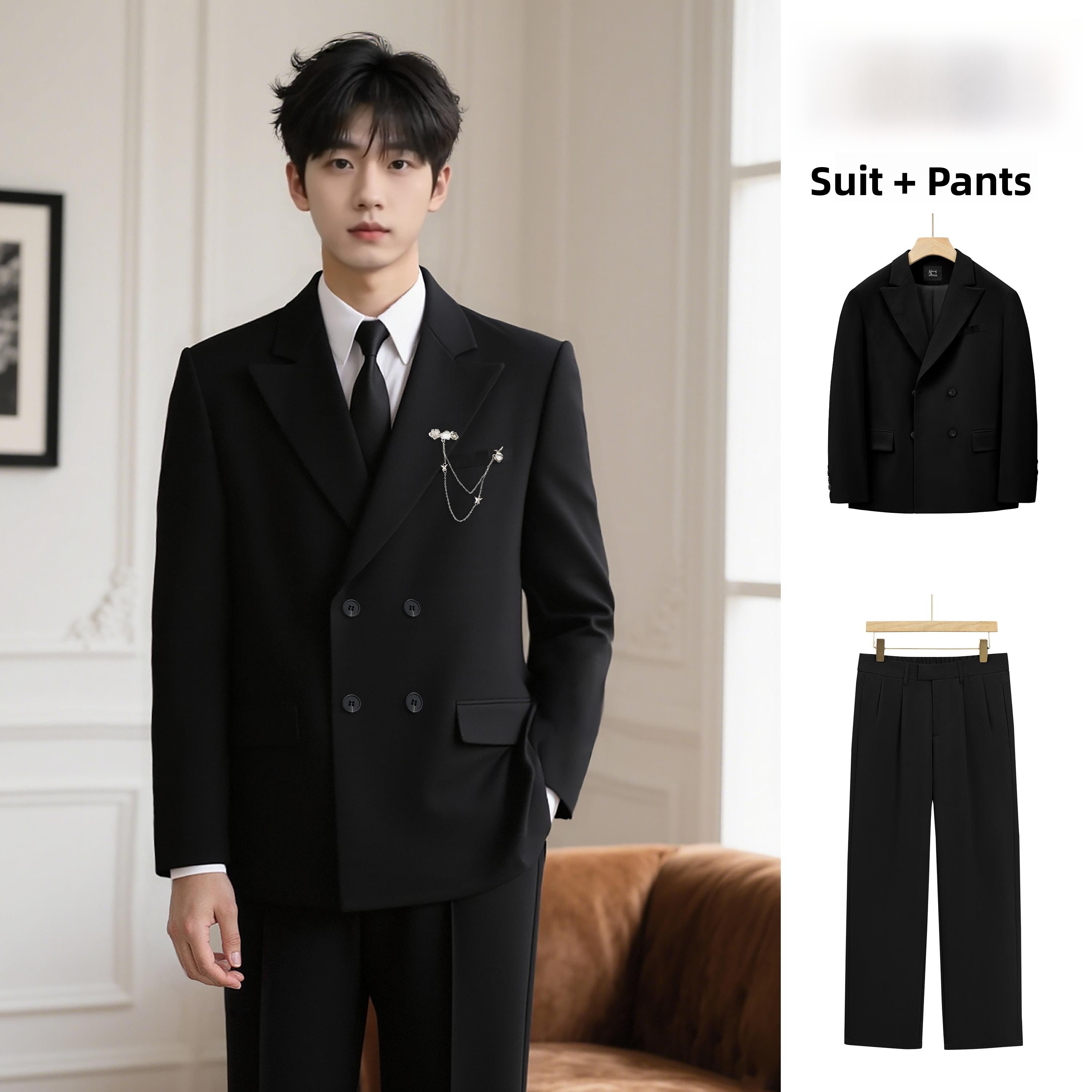 エレガントなダブルボタンスーツセット メンズ ウェディング・ - Men'S Formal Wear For Engagement のレビューと価格