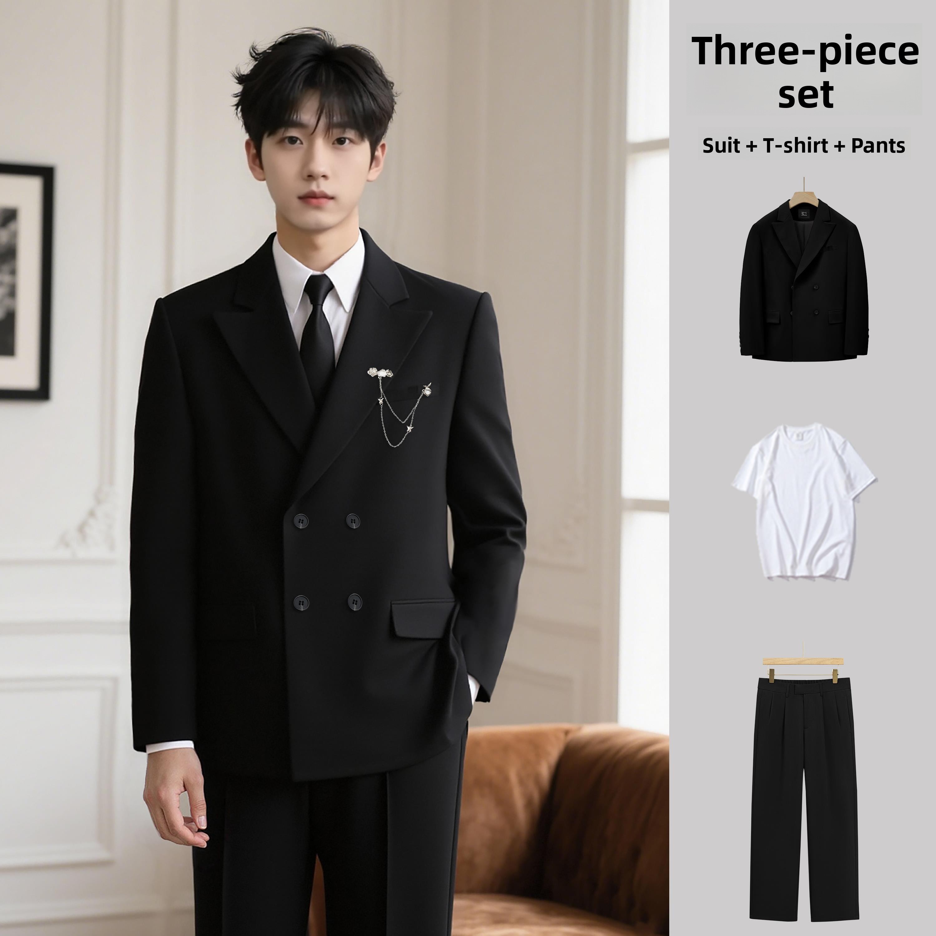 エレガントなダブルボタンスーツセット メンズ ウェディング・ - Men'S Formal Wear For Engagement のレビューと価格