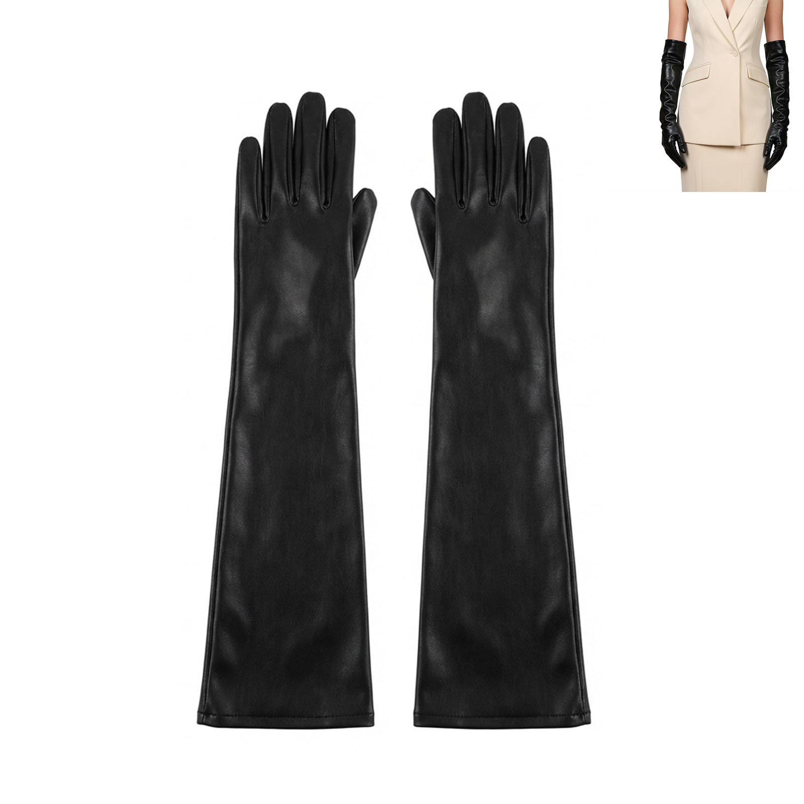 イブニングパーティー用、指先が開いたロンググローブ。女性用、 - Formal Glove Leather のレビューと価格