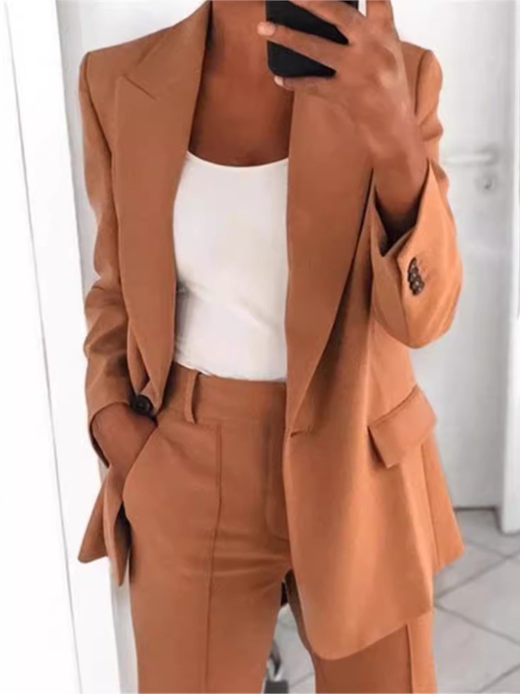女性の秋の新ファッションボタン襟スリムフィットカーディガンウ - Wool Suit Jacket のレビューと価格