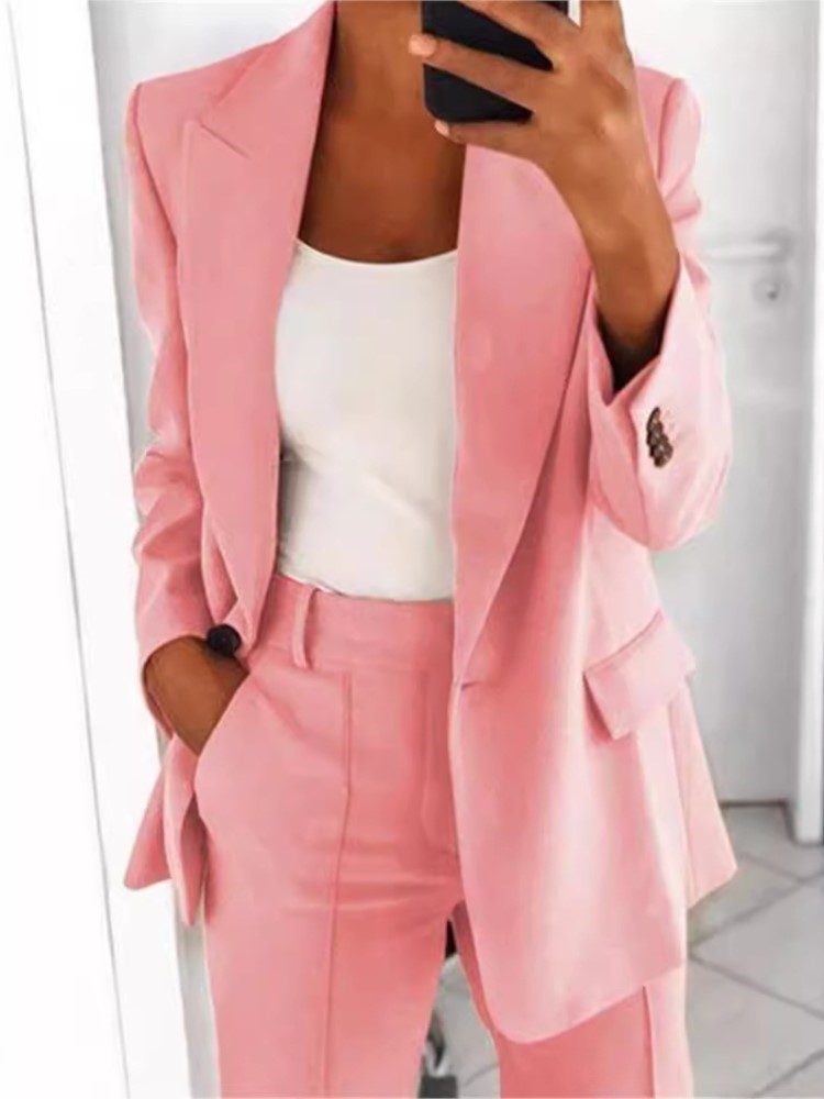 女性の秋の新ファッションボタン襟スリムフィットカーディガンウ - Wool Suit Jacket のレビューと価格