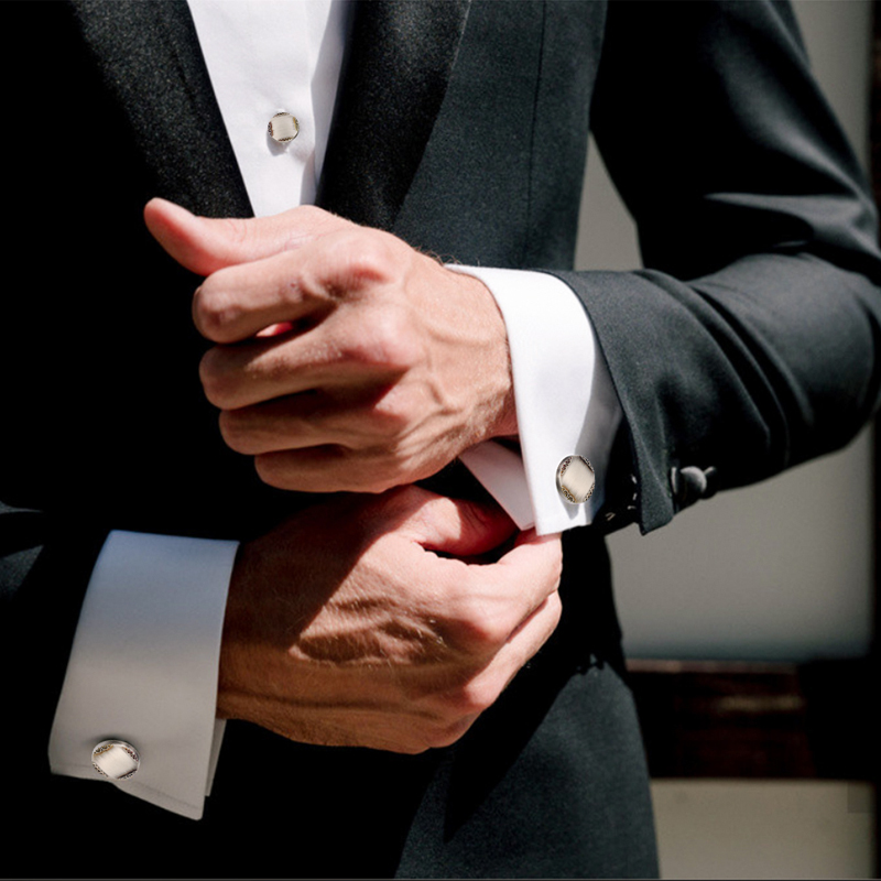男性用のアンティークシルバーカラーのカフリンクスとスタッド, - Cufflinks Silver Set のレビューと価格