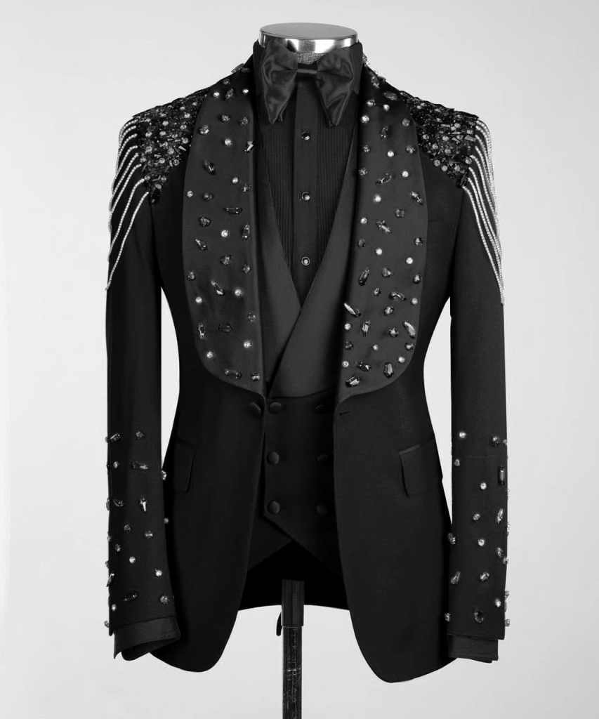 豪華なテーラード結婚式のスーツ男性 3 ピースブレザーパンツ - Men Formal Wear Modern のレビューと価格