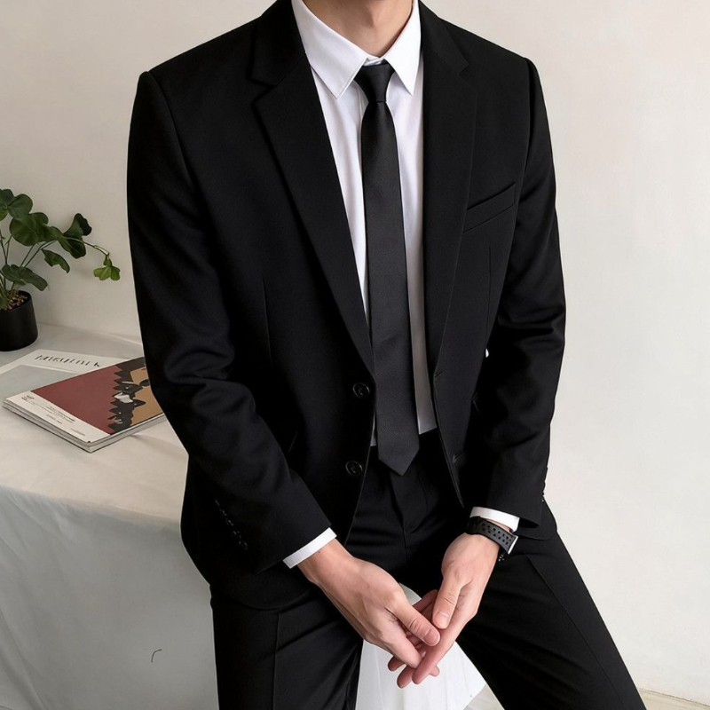 メンズ ビジネス カジュアル ブラック スーツ セット スリ - Men'S Formal Wear For Engagement のレビューと価格