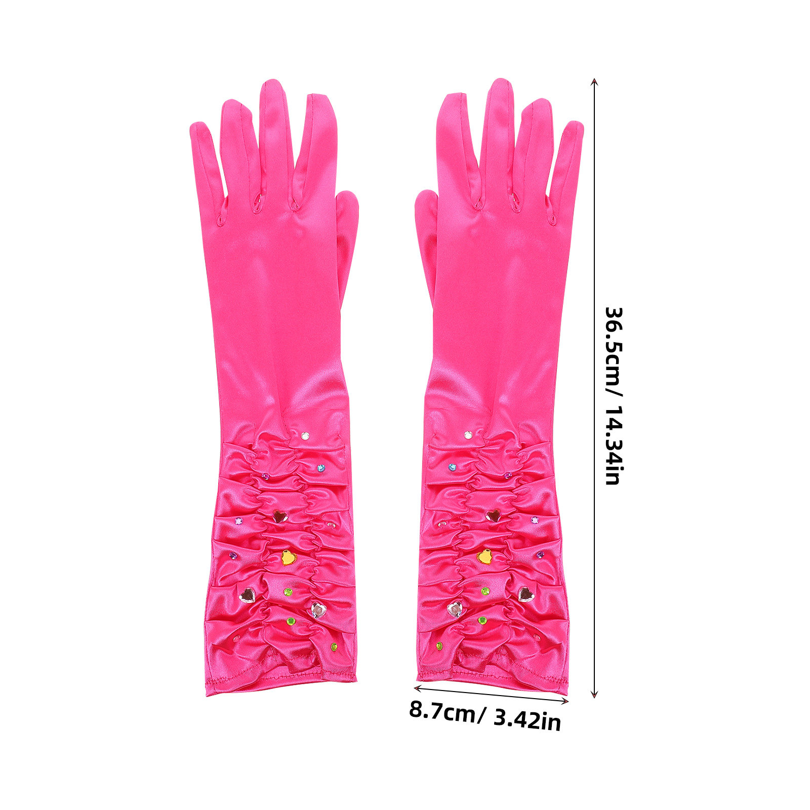 1組のキラキラ輝くプリンセスグローブ。ハート型のラインストー - Formal Glove Leather のレビューと価格