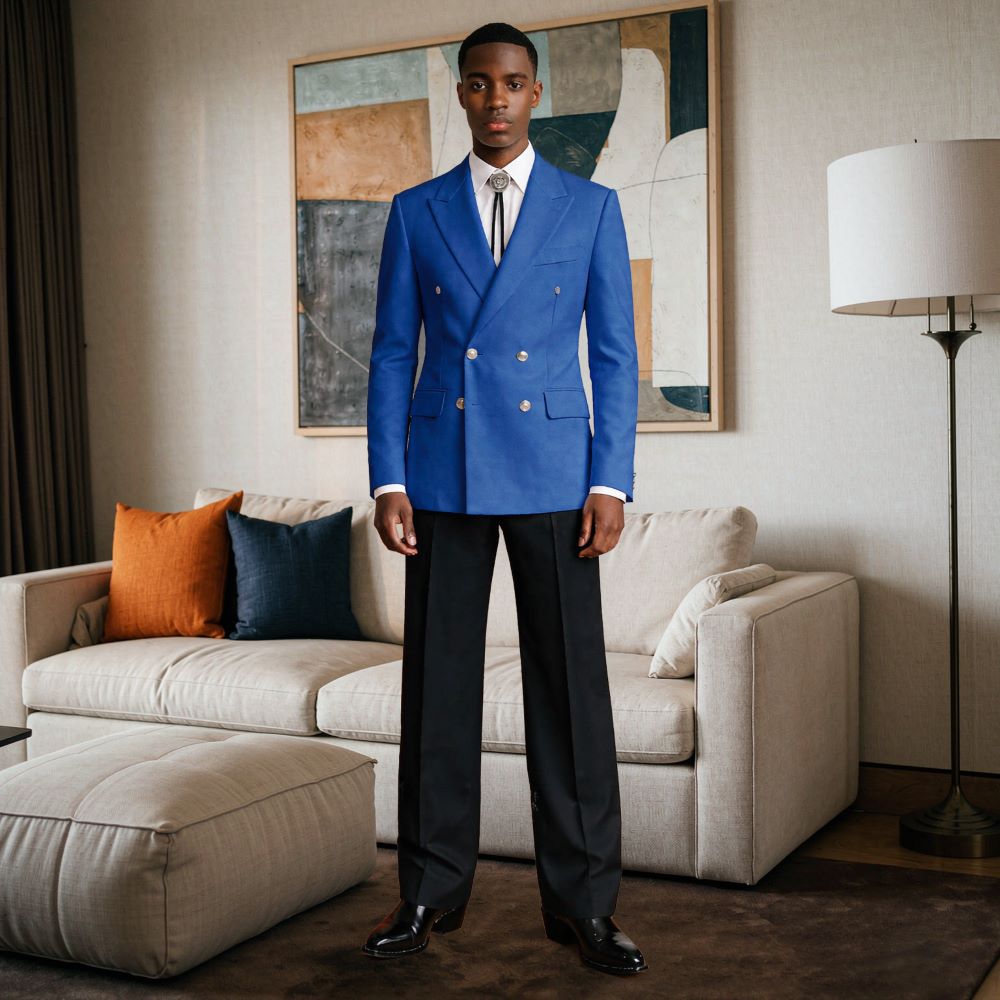 メンズ2ピースリラックススリムスーツ、ダブルブレスト、丸ボタ - Men'S Relaxed Formal Wear のレビューと価格