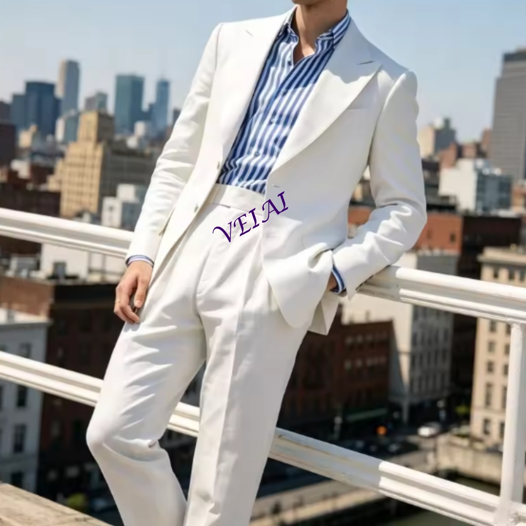 サマーセージグリーンリネン2ピースメンズスーツ、カスタムメイ - Men'S Relaxed Formal Wear のレビューと価格