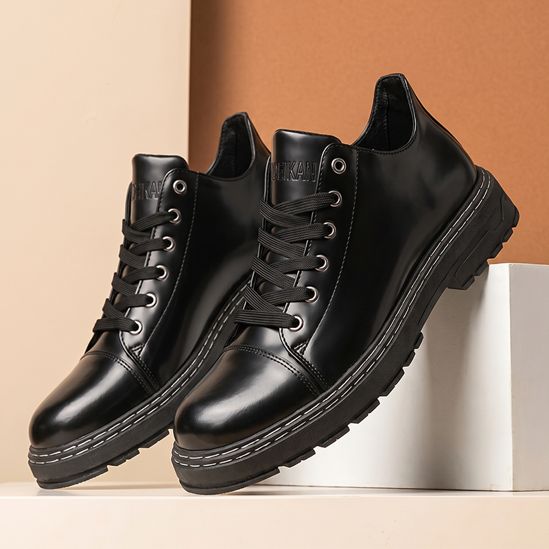 メンズ ブラック レースアップ レザーシューズ 厚底 ビジネ - Men'S Formal Wear のレビューと価格