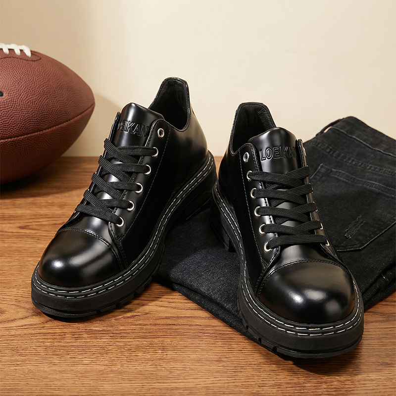 メンズ ブラック レースアップ レザーシューズ 厚底 ビジネ - Men'S Formal Wear のレビューと価格