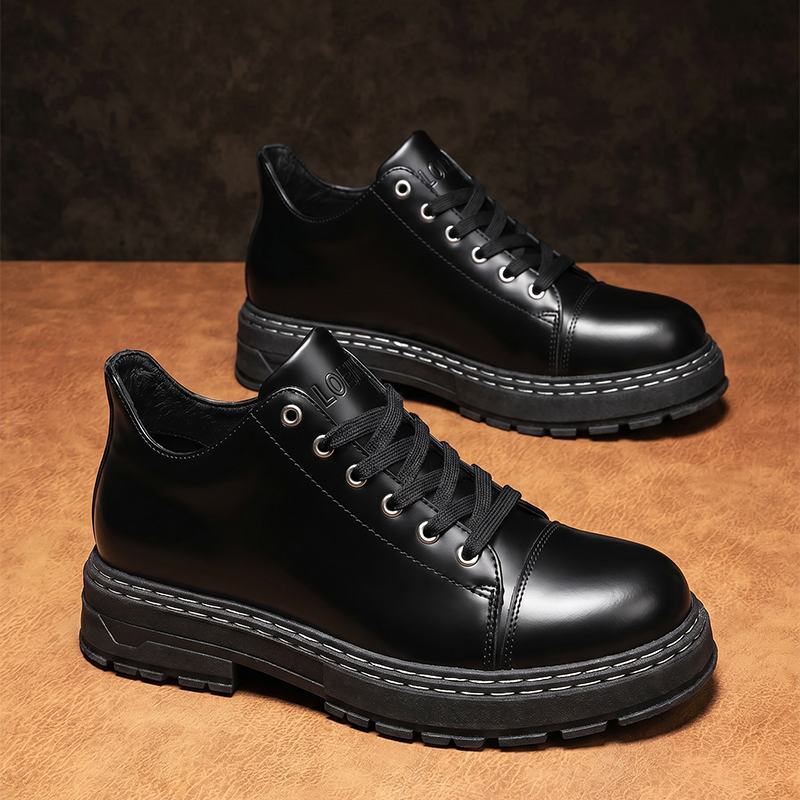 メンズ ブラック レースアップ レザーシューズ 厚底 ビジネ - Men'S Formal Wear のレビューと価格