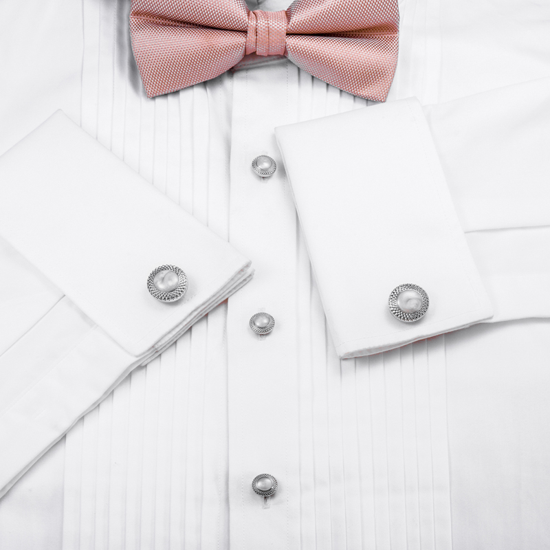 HAWSON シルバーメッキオパールシェルインレイカフスボタ - Cufflinks Silver Set のレビューと価格
