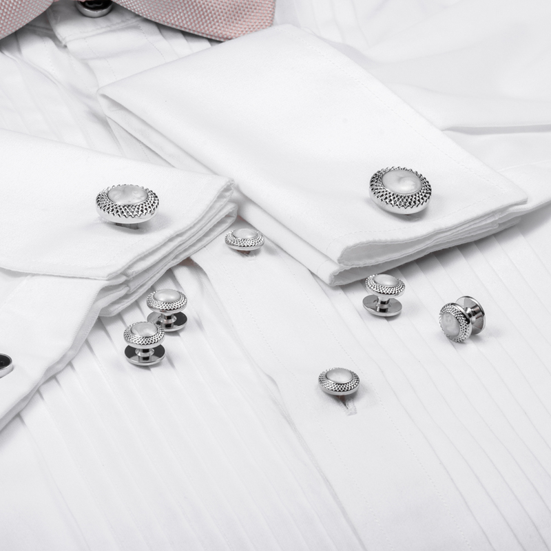 HAWSON シルバーメッキオパールシェルインレイカフスボタ - Cufflinks Silver Set のレビューと価格