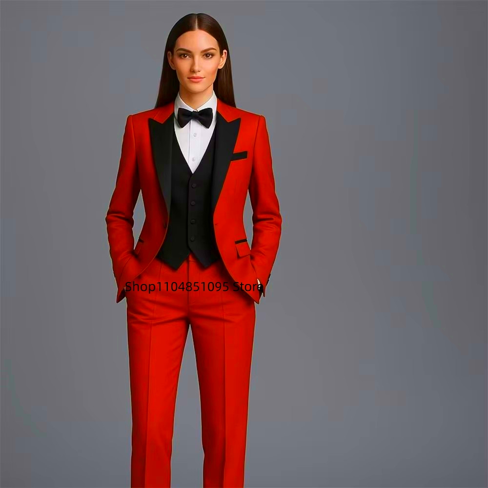 固体ファッションスーツ女性のための 3 ピースジャケットベス - Wool Suit Jacket のレビューと価格