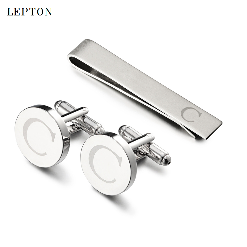メンズシルバーカラーのC字型カフスボタン＆タイクリップセット - Cufflinks Silver Set のレビューと価格