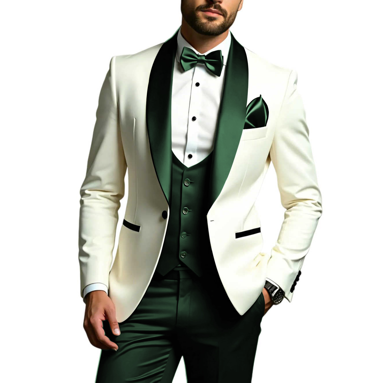 メンズ3ピーススーツ スリムフィット タキシードスーツ ショ - Men Formal Wear Modern のレビューと価格