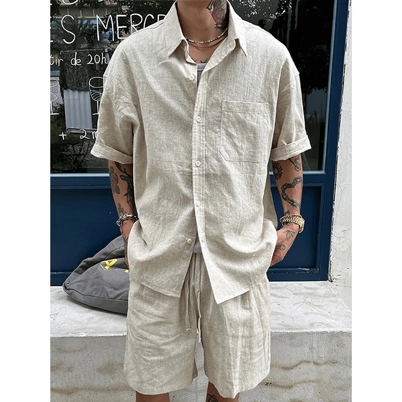リネンカジュアルスーツ メンズ 夏 薄手 リラックス ゆった - Men'S Relaxed Formal Wear のレビューと価格