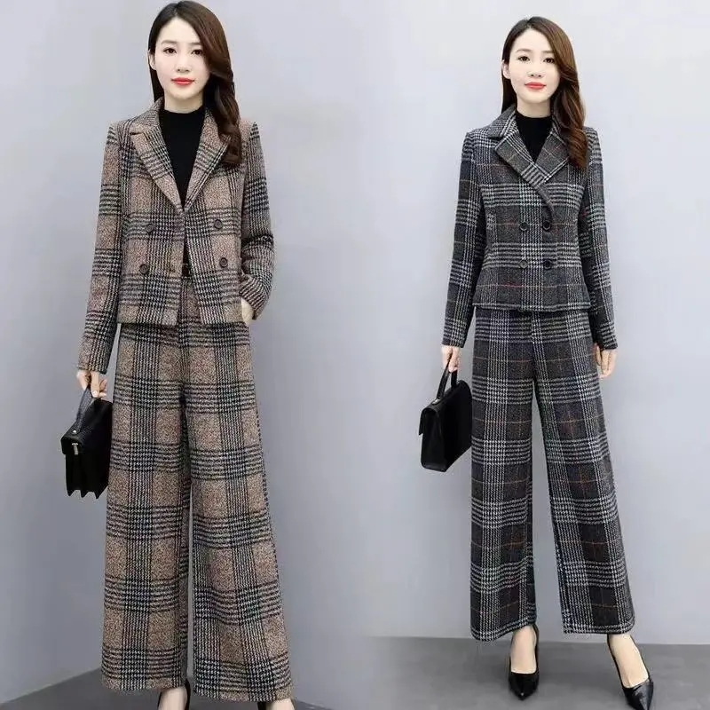 ファッションワイドレッグパンツスーツ レディース トレンド  - Wool Suit Jacket のレビューと価格