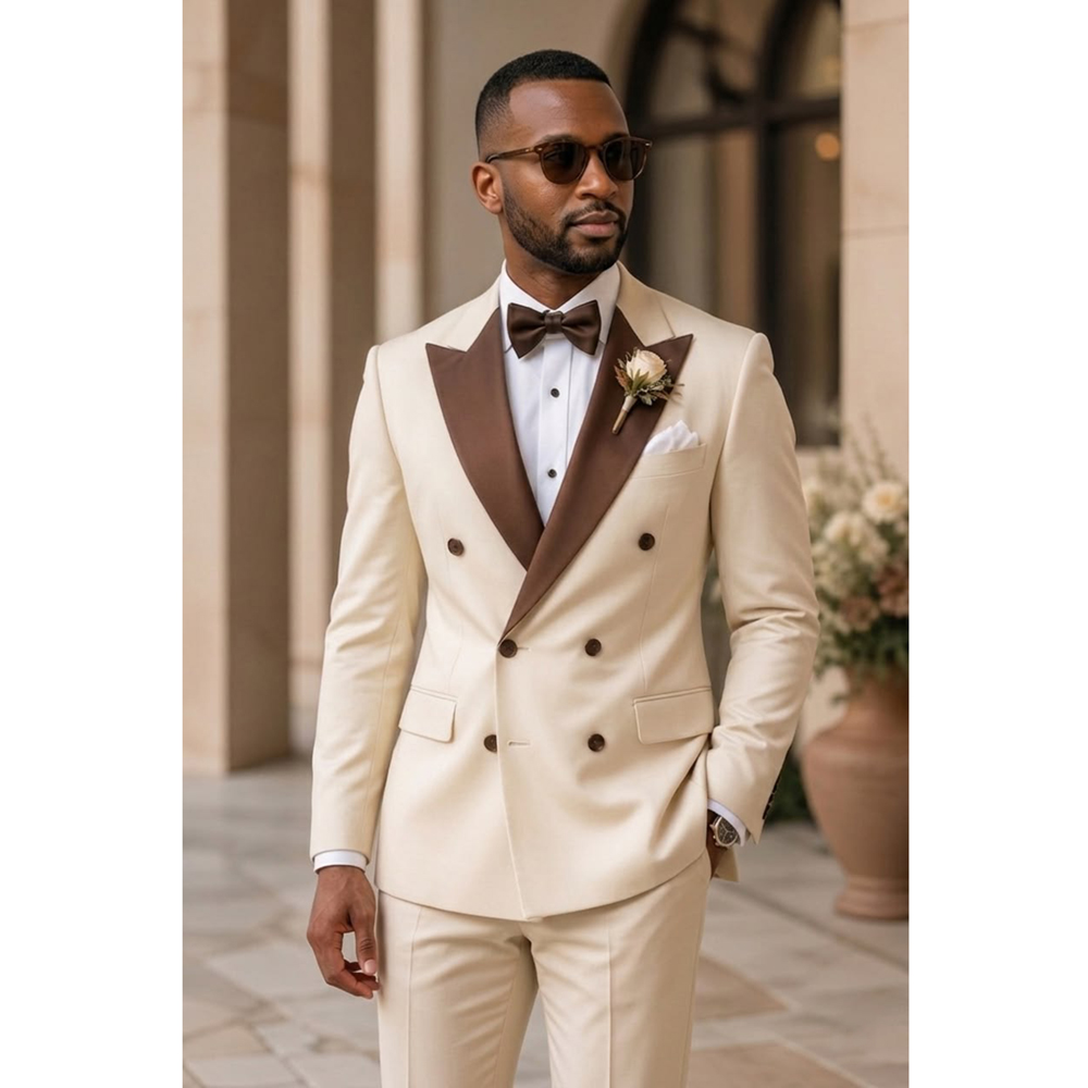 男性ダブルブレストタキシードスーツファッションピークドラペル - Men Formal Wear Modern のレビューと価格